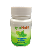 AyurNutri Pudhina Pearls (Pudin Hara) For Effective and Cooling Relief, 1 bottle of 50 Pearls